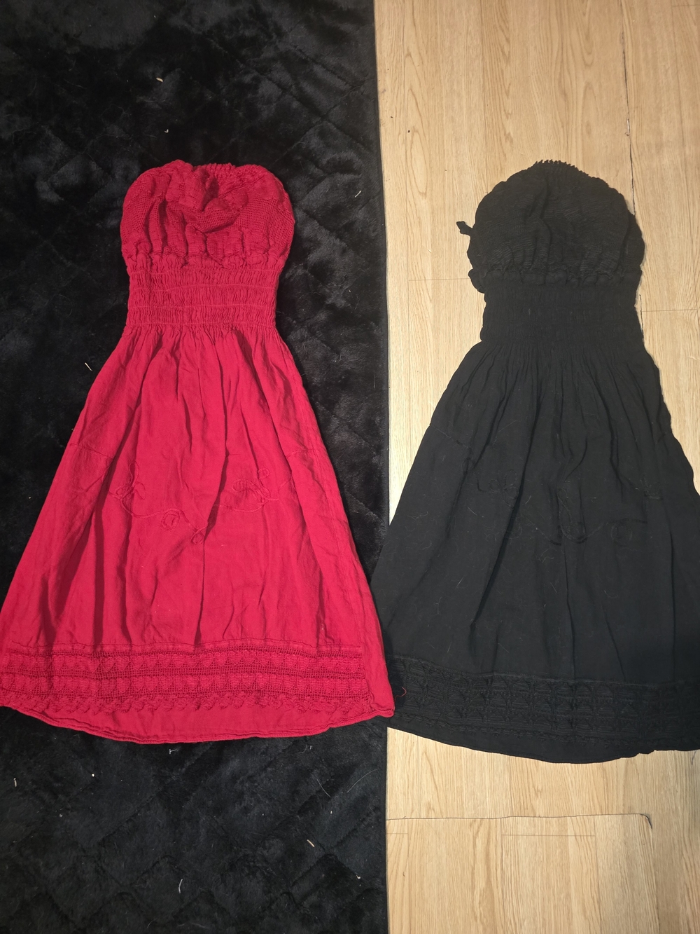 Kids Strapless Smocked Sundress - Red